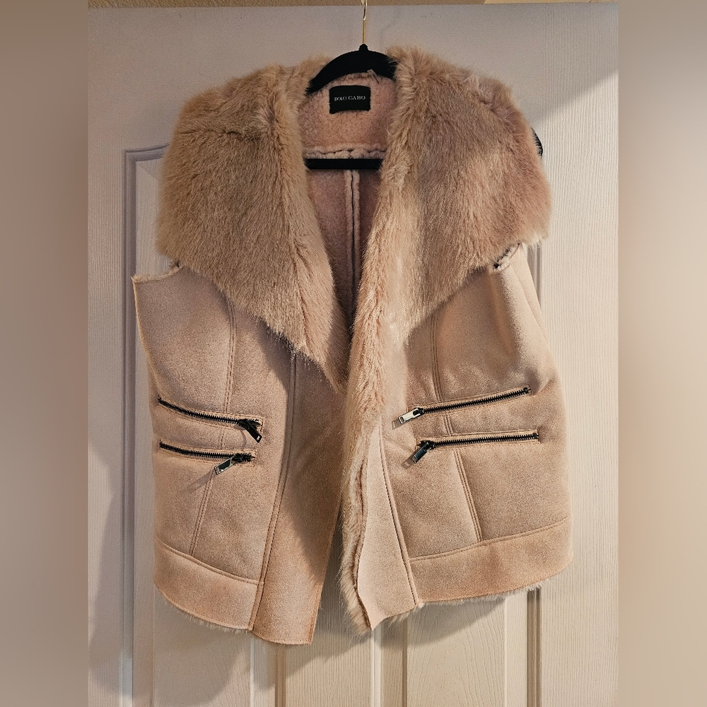 Light pink leather shearling vest